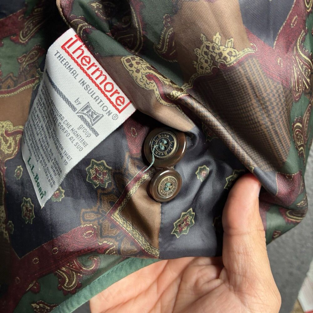 L.L. Bean Diamond Quilted Chore Jacket Coat Green Women's Large Vintage - Picture 8 of 14